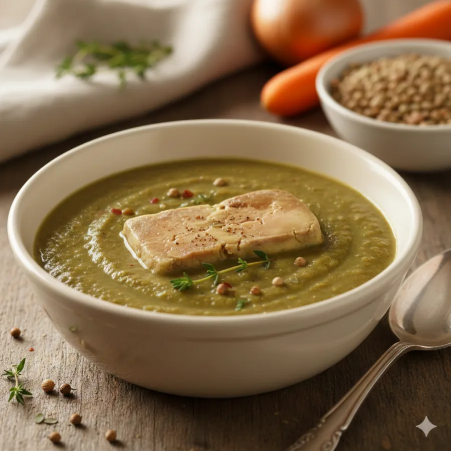 Velouté de lentilles, foie gras mi-cuit