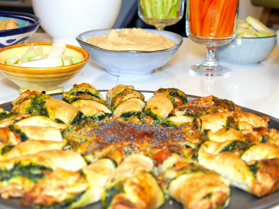 Tarte soleil saumon-épinards
