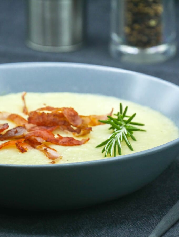 Velouté de Topinambour au bacon - Vue de côté