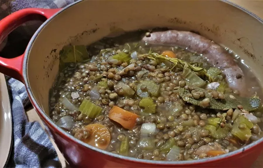 Lentilles, saucisses de Toulouse