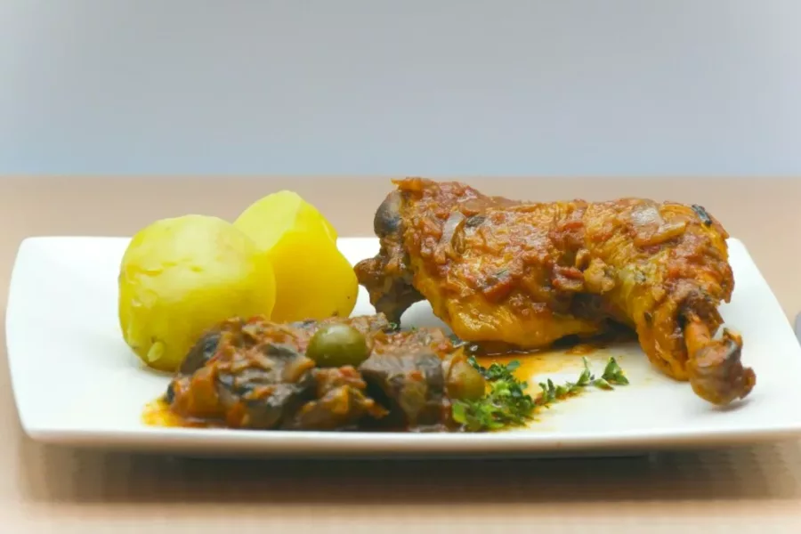 Poulet mijoté aux olives vertes