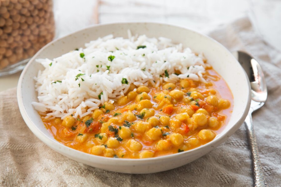 Riz pois chiche association végétarienne