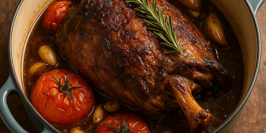 Gigot d'agneau de 7 heures à l'ail et au romarin