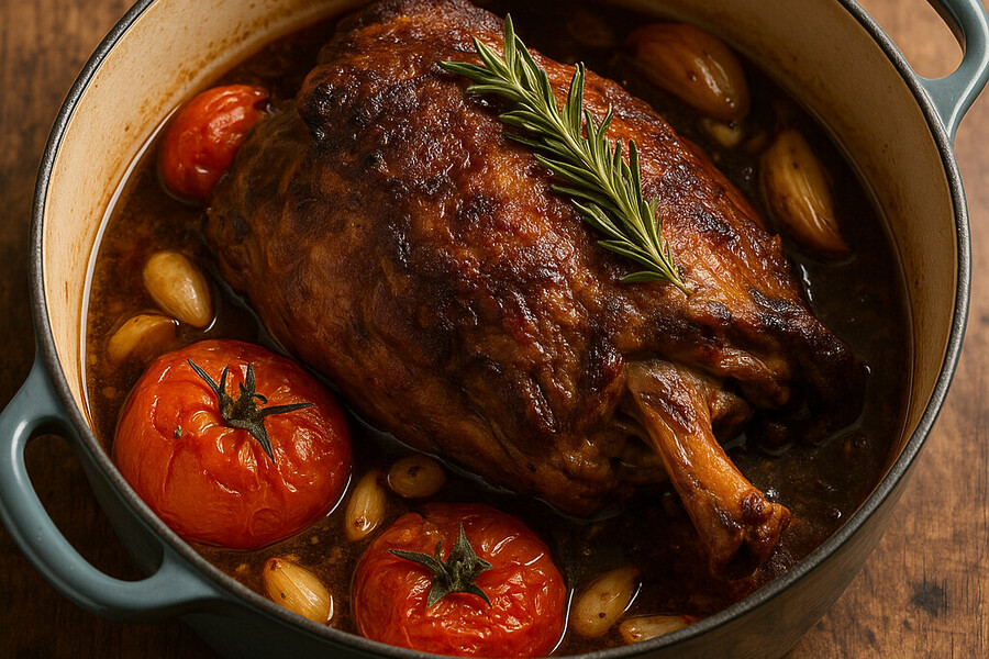 Gigot d’agneau de 7 heures à l’ail et au romarin