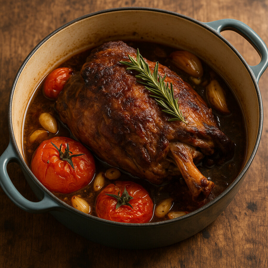 Gigot d’agneau de 7 heures à l’ail et au romarin