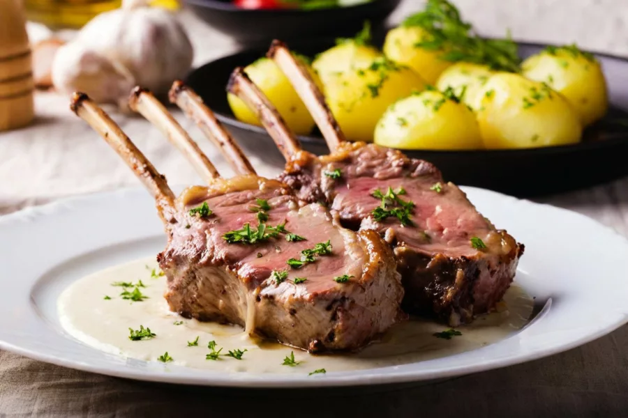 Carrés d’agneau à la crème d’ail