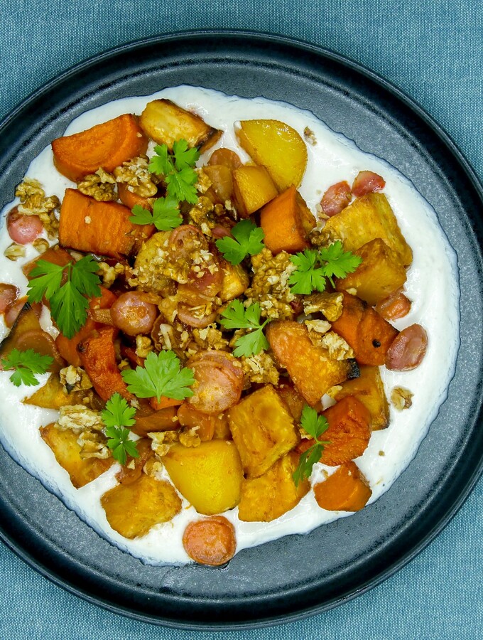 Légumes rôtis, sauce au tahin