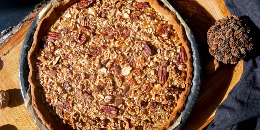 Tarte noix amandes chocolat