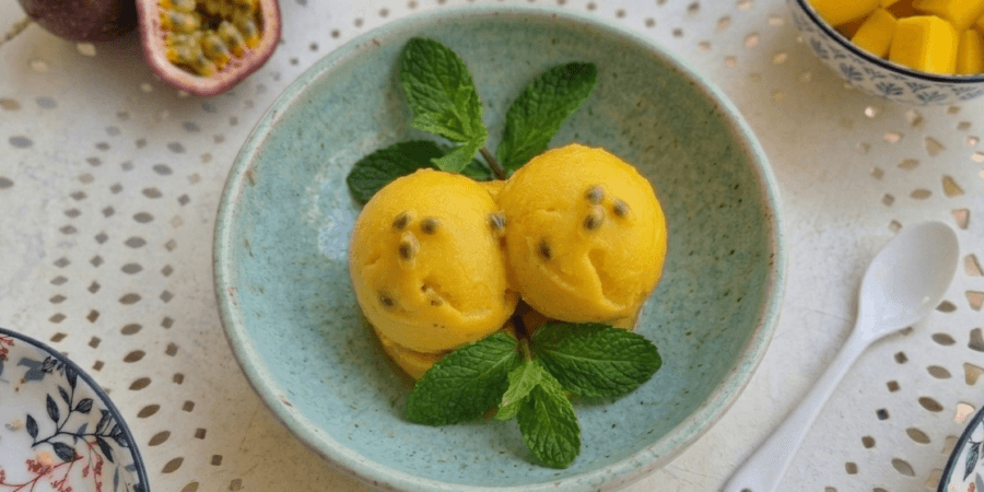 Sorbet Orange, Mangue et Fruit de la Passion