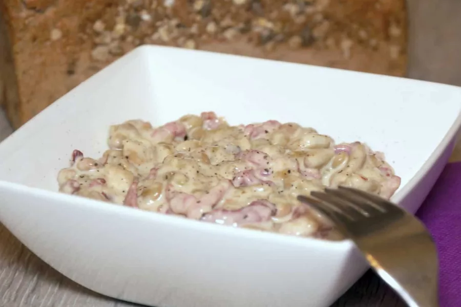 Flageolets à la crème et au jambon